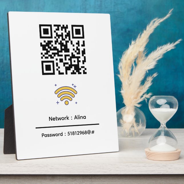 Plaque Photo Code QR Wifi personnalisé | Mot de passe réseau mo (Côté)