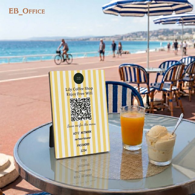 Plaque Photo Code QR Wifi Rayures Verticales Jaunes sur Support (Modern Yellow Vertical Stripes
QR Code Wifi-Fi Plaque
5” X 7”
)