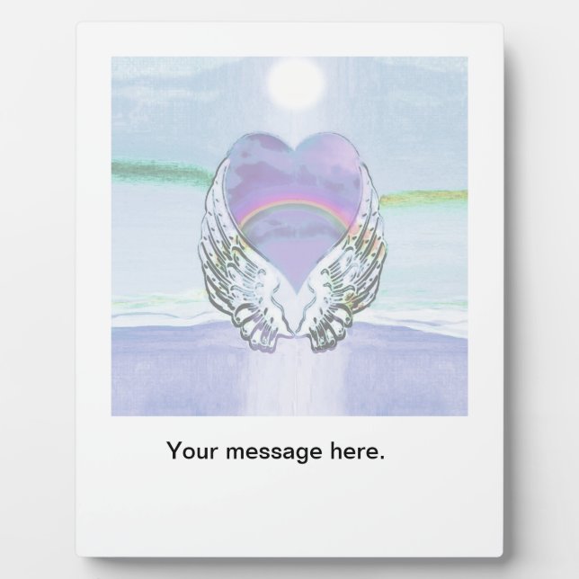 Plaque Photo Coeur, Ange Ailes & Océan (Devant)