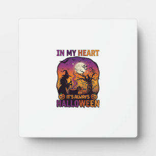 Plaque Photo Coeur C'est toujours Halloween Sorcière Chaudron A