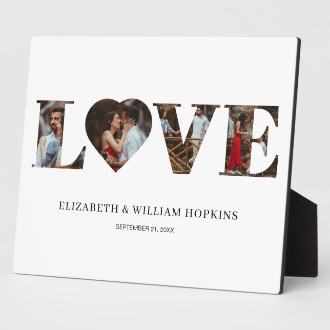 Plaque Photo Cœur d'amour personnalisé 4 Photo (Côté)