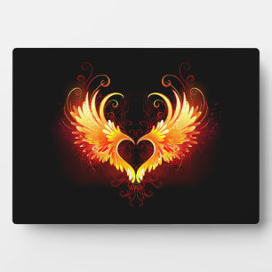 Plaque Photo Cœur de feu d'ange avec des ailes