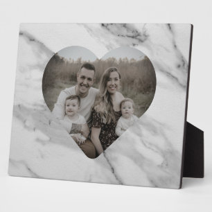 Plaque Photo Coeur moderne en marbre noir gris rose