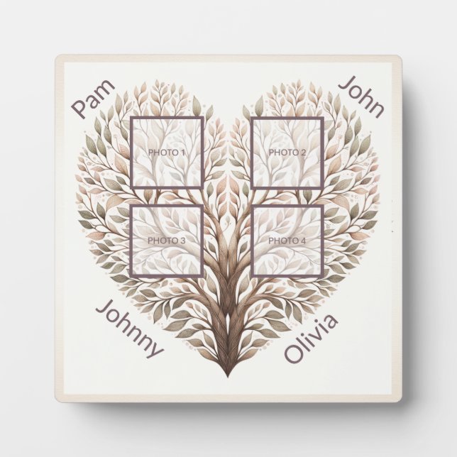 Plaque Photo Coeur photo Ajouter quatre photos (Devant)