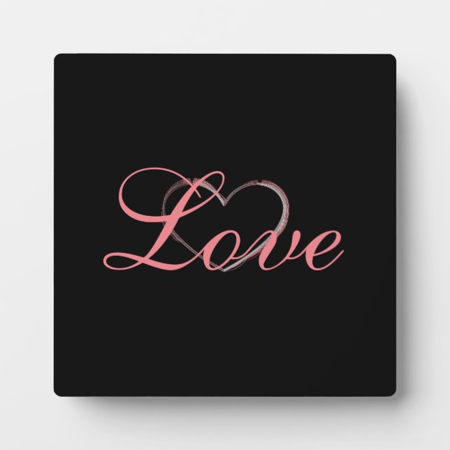 Plaque Photo Coeur tendance Grey Calligraphie Amour Mariage (Devant)