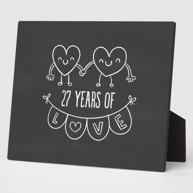 Plaque Photo Coeurs de calèche-cadeaux du 27e anniversaire (Côté)