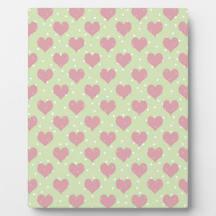 Plaque Photo Coeurs roses et motif pois blanc
