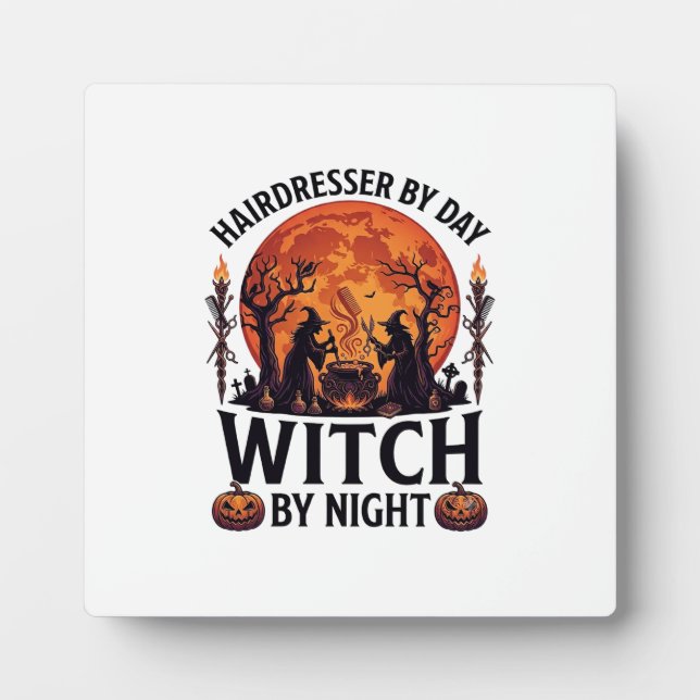 Plaque Photo Coiffeuse Jour Sorcière Nuit Halloween Peigne Cise (Devant)