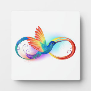 Plaque Photo Colibri arc-en-ciel avec symbole d'infini