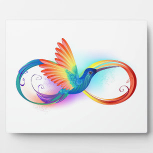 Plaque Photo Colibri arc-en-ciel avec symbole d'infini