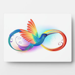 Plaque Photo Colibri arc-en-ciel avec symbole Infinity