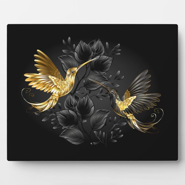 Plaque Photo Colibri noir et or (Devant)
