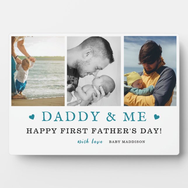 Plaque Photo Collage 3 photos de Daddy & Me 1ère Fête des pères (Devant)