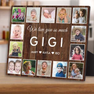 Plaque Photo Collage de 14 Photos en Bois de Palette Rustique A