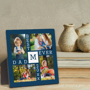 Plaque Photo Collage de 4 photos personnalisé Meilleur Papa Eve
