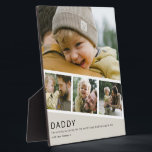 Plaque Photo Collage de bande de photo de papa moderne<br><div class="desc">Surprenez papa avec une plaque de collage de photos moderne qui met en valeur vos souvenirs préférés dans une bande élégante superposée à une photographie plus grande. Personnalisez avec un texte personnalisé pour un cadeau unique pour la fête des pères ou un anniversaire qu'il chérira. Achetez maintenant pour donner à...</div>