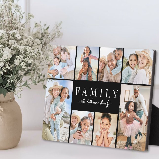 Plaque Photo Collage de photos de famille (Family Name Photo Collage Plaque)