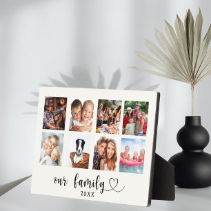 Plaque Photo Collage de photos de famille amour cœur écriture i