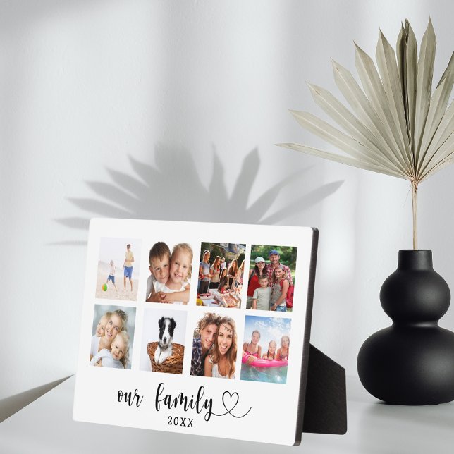Plaque Photo Collage de photos de famille amour cœur script (Créateur téléchargé)