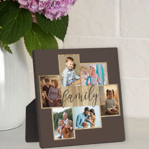 Plaque Photo Collage de photos de famille avec bordure en bois