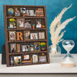 Plaque Photo Collage de photos de famille Bibliothèque antique
