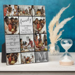 Plaque Photo Collage de photos de famille personnalisées Citati<br><div class="desc">Ce design de collage photo de famille moderne et élégant est parfait pour toute famille aimante et douce. Il comprend neuf photographies personnalisables, deux citations et votre monogramme familial. Les citations incluent, "Famille. Ensemble, c'est notre endroit préféré pour être, " et, "Un peu fou. Un peu bruyant. Beaucoup d'amour, "...</div>