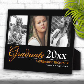 Plaque Photo Collage de photos de trio de fin d'études