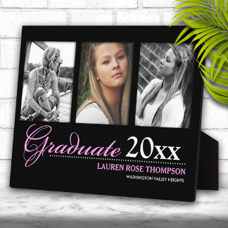 Plaque Photo Collage de photos de trio de fin d'études