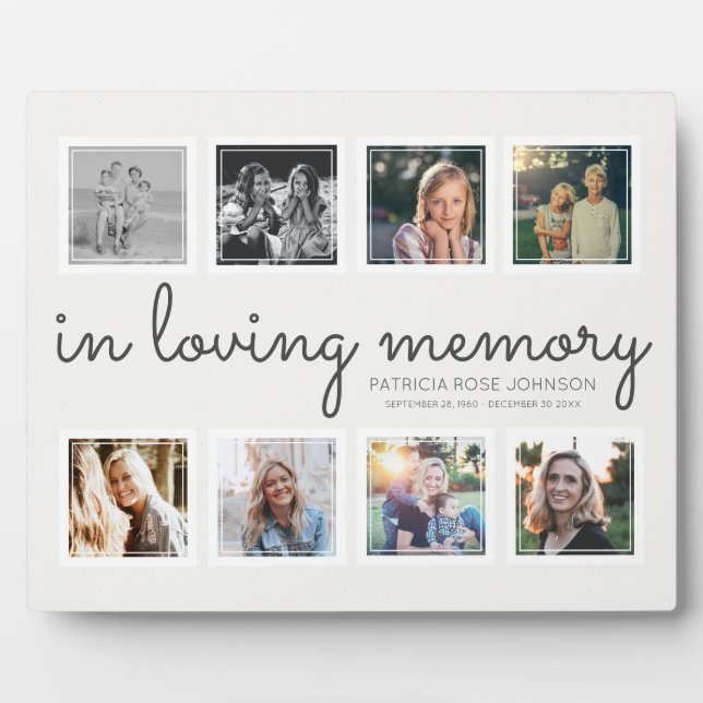 Plaque Photo Collage de photos en souvenir affectueux (Devant)