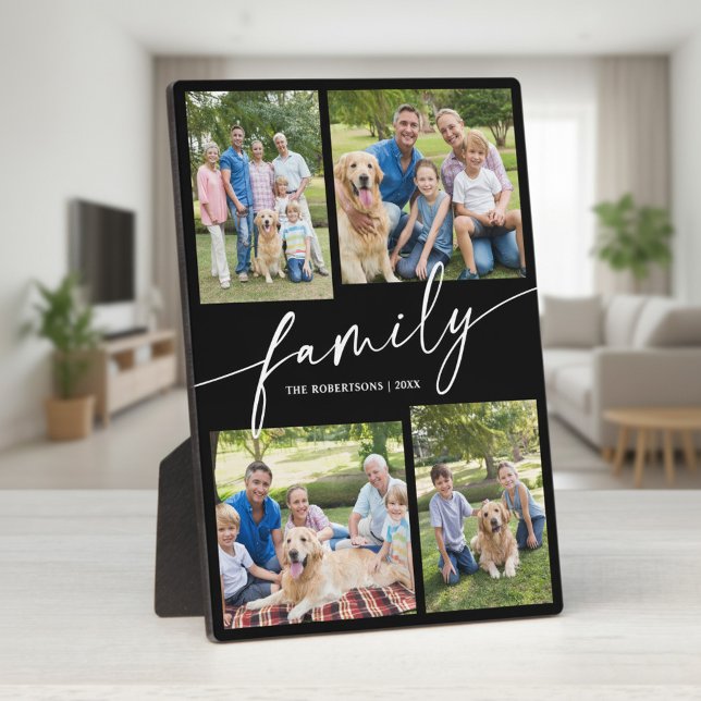 Plaque Photo Collage de photos moderne Famille Script Souvenir (Créateur téléchargé)