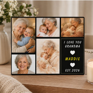 Plaque Photo Collage de photos personnalisé pour grand-mère F