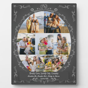 Plaque Photo Collage personnalisé 7 photo Vintage Flourish Swir