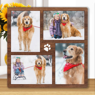 Plaque Photo Collage photo Amoureux des chiens en bois rustique