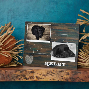 Plaque Photo Collage photo de 2 Rustic Wood with Heart Pet Dog