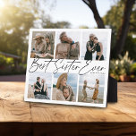 Plaque Photo Collage photo de 'Best Sister Ever'<br><div class="desc">Faites savoir à votre soeur ce qu'elle veut dire pour vous avec cette plaque de collage photo cadeau keepsaké. Design propose 6 de vos photos préférées de vous et de votre soeur, texte de script qui dit 'Meilleure Soeur Ever' et nom/s. Un cadeau parfait pour vos frères et soeurs pour...</div>