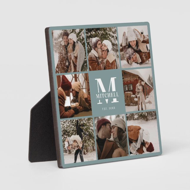 Plaque Photo Collage photo de famille personnalisée moderne | M (Recto)
