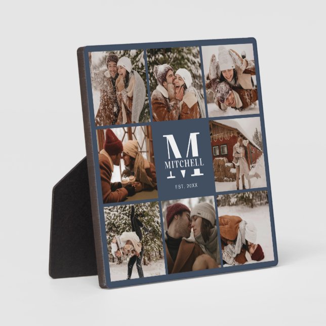 Plaque Photo Collage photo de famille personnalisée moderne | M (Recto)