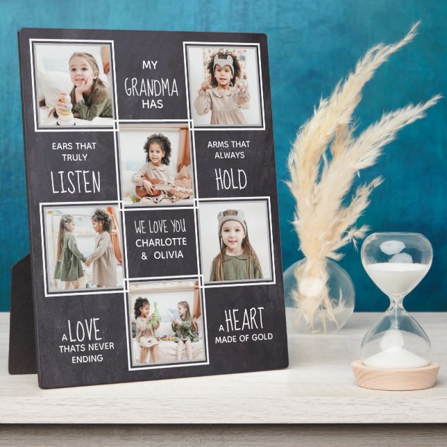 Plaque Photo Collage photo de grand-mère personnalisée (Côté)