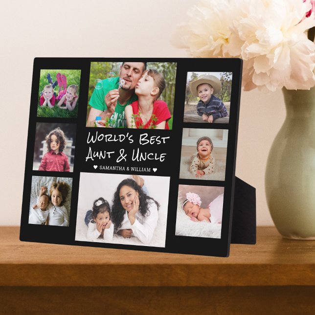 Plaque Photo Collage photo de la meilleure tante et oncle du mo (World's Best Aunt And Uncle 8 Photo Collage Plaque- Aunt and uncle gift ideas)