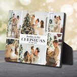 Plaque Photo Collage photo de Noël<br><div class="desc">Un collage de six photos, votre nom de famille et les mots "Souvenirs de Noël 20XX" en lettrage blanc chic sont placés directement sur le panneau du carton pour une image étonnamment nette avec une surface nettoyée facile à essuyer. Tablette, sur une étagère ou un bureau, cette plaque avec chevalet...</div>