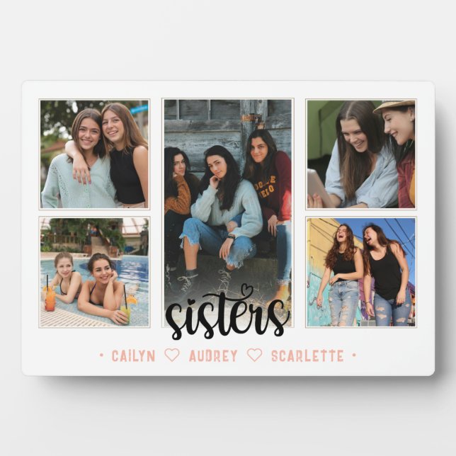 Plaque Photo Collage photo de Soeurs avec 5 photos et texte per (Devant)