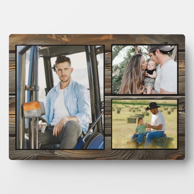 Plaque Photo Collage photo en bois rustique (Devant)