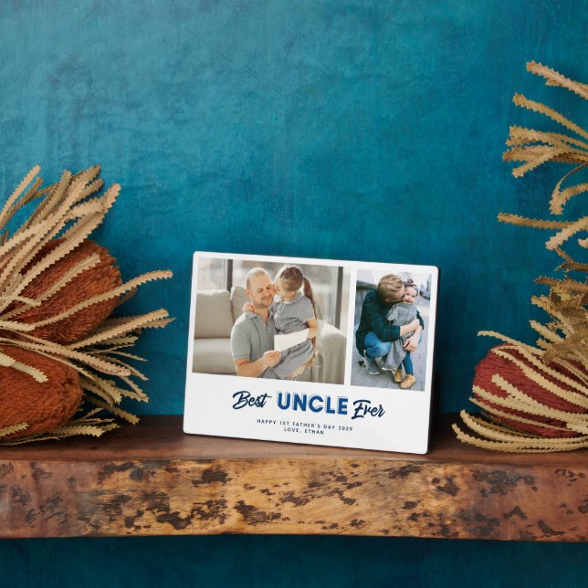 Plaque Photo Collage photo Fête des pères personnalisée Meilleu (Côté)