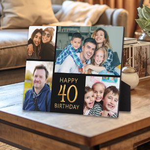 Plaque Photo Collage photo « Joyeux 40e anniversaire » noir et