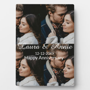 Plaque Photo Collage photo joyeux anniversaire nom date simple 