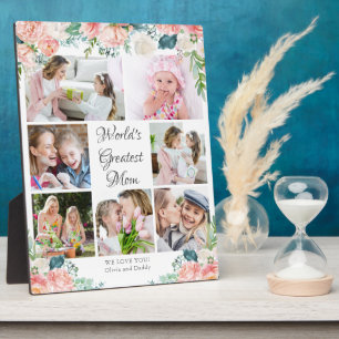 Plaque Photo Collage photo MOM LE PLUS GRAND DU MONDE Floral
