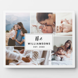 Plaque Photo Collage photo multiple famille établi blanc