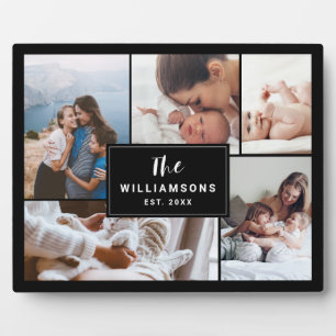 Plaque Photo Collage photo multiple famille établie Noir