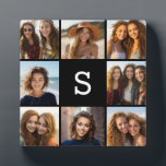 Plaque Photo Collage photo noir massif Monogramme personnalisé<br><div class="desc">Vous pouvez utiliser des photos Instagram pour cette conception. Utilisez 8 photos carrés pour créer un cadeau unique et personnel. Ou vous pouvez garder le chiot hipster et faire un gardien branché. Si vous avez besoin d'ajuster les images,  cliquez sur l'outil personnaliser pour apporter des modifications.</div>