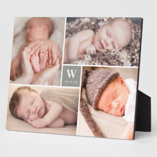 Plaque Photo Collage photo Nouveau-né Monogramme simple Boîte g